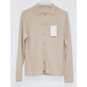 Cashmere Shirt with Small Turn Over Tie Button